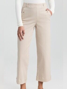 SPANX Stretch Twill Wide Leg Pull-On Pants Black Slimming Pocket Career Trousers